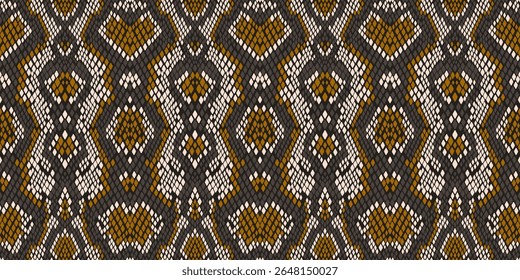 Fundo de vetor sem costura, padrão de pele de cobra.Fundo de vetor sem costura, padrão de pele de cobra. Fundo de couro animal réptil. Textura sem costura monocromática do vetor