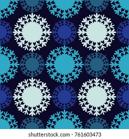 Seamless vector background with snowflakes. Blue Winter pattern. Textile rapport.