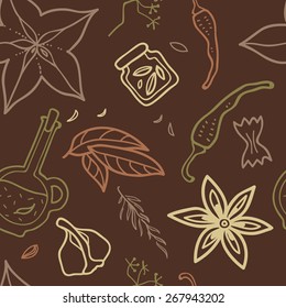  Seamless vector background with spices.
