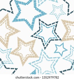 Seamless vector background. Stars with hatching. Hand drawing. Can be used for wallpaper, textile, invitation card, wrapping, web page background.