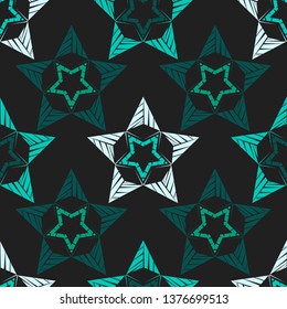 Seamless vector background. Stars with hatching. Hand drawing. Can be used for wallpaper, textile, invitation card, wrapping, web page background.