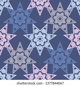 Seamless vector background. Stars with hatching. Hand drawing. Can be used for wallpaper, textile, invitation card, wrapping, web page background.