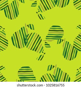 Seamless vector background with striped pears. Cute cartoon. Vector illustration. 