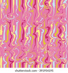 Seamless vector background with stripes and squiggles. Print. Cloth design, wallpaper.