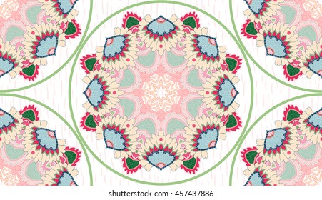 Seamless vector background with strokes. Pattern with oriental flowers.