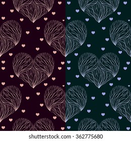 Seamless vector background. Stylized heart.