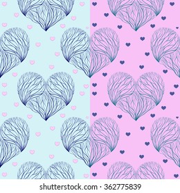 Seamless vector background. Stylized heart.