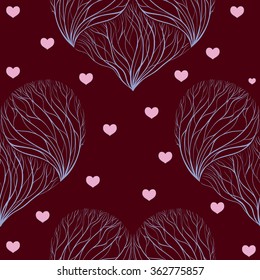 Seamless vector background. Stylized heart.