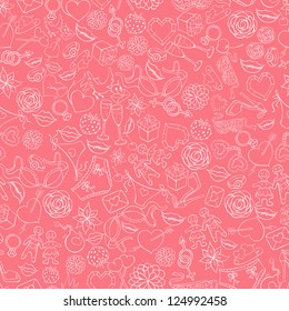 Seamless vector background with symbols of love and passion