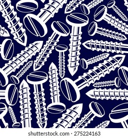 Seamless vector background with three-dimensional bolts, spare parts used in manufacturing, building and carpentry. High quality stylish screw.