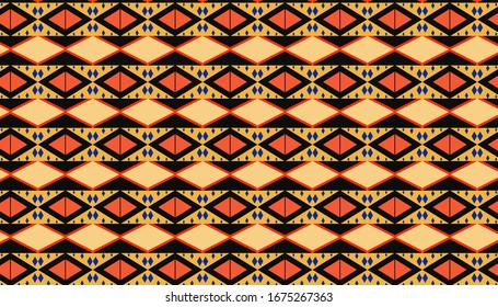 A seamless vector background. Tribal ethnic seamless pattern with geometric elements. Fabric, cloth design, wallpaper, wrapping