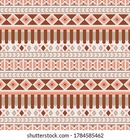 Seamless vector background with tribal geometric ornament. Ethnic pattern for fashion fabric. Abstract print with traditional oriental folk motives.