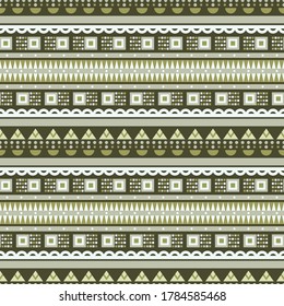 Seamless vector background with tribal geometric ornament. Ethnic pattern for fashion fabric. Abstract print with traditional oriental folk motives.