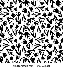 Seamless vector background with tulips. Hand drawn illustration. Romantic floral background. 