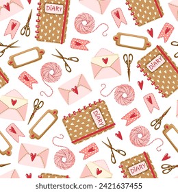 Seamless vector background, Valentine's Day, February 14. Ideal for printing on fabric, wallpaper, wrapping paper, packaging, greeting cards, Valentine's Day party.