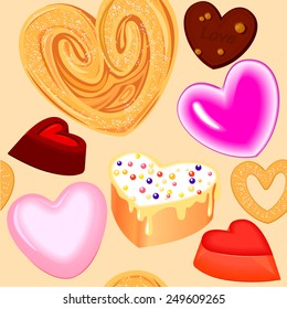 seamless vector background for Valentine's Day with candy-hearts