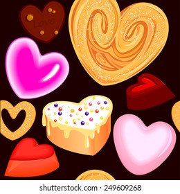 seamless vector background for Valentine's Day with candy-hearts