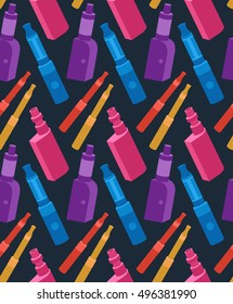 Seamless vector background vaping atomizer electronic cigarette.Endless Pattern for vape shop.