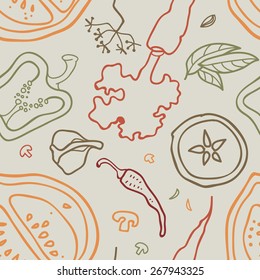  Seamless vector background with vegetables.