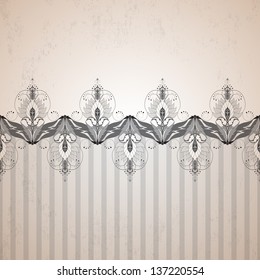 Seamless vector background. Vintage floral oriental pattern, border and strips. Made old surface. Easy to change colors.