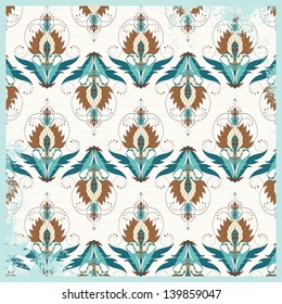 Seamless vector background. Vintage oriental pattern. Shabby surface.