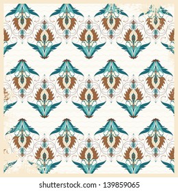 Seamless vector background. Vintage oriental pattern. Shabby surface.