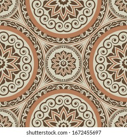 Seamless vector background. Vintage ornamental template with pattern. Baroque, Islam, turkish, Indian, Arabic.