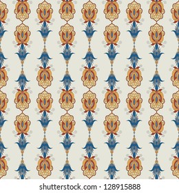 Seamless vector background. Vintage ornate damask pattern. Easily edit the colors.