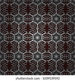 Seamless vector background. Wallpaper baroque, damask. Colorful elements on brown, black and gray colors. Floral pattern. Stylish graphic pattern.