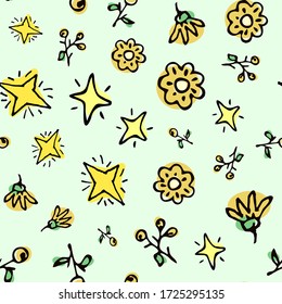 Seamless vector background wallpaper cute stars pattern for fabric or textile print