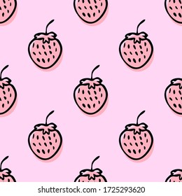 Seamless vector background wallpaper strawberry floral pattern print for kitchen or fabric textile 