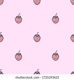 Seamless vector background wallpaper strawberry floral pattern print for kitchen or fabric textile 