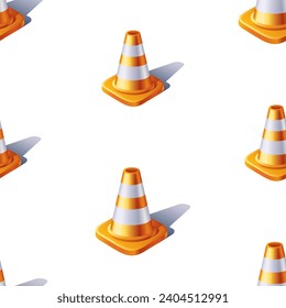 Seamless vector background of warning danger safety sign traffic cone