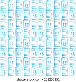 Seamless vector background for water cooler. Seamless vector pattern with blue sketch water coolers on white background.