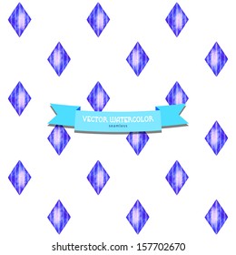 Seamless vector background. Watercolor bright rhombuses  with strips. Hand drawing.
