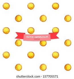 Seamless vector background. Watercolor bright circles with zigzag. Hand drawing.
