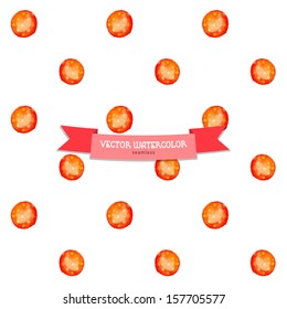 Seamless vector background. Watercolor bright circles with polka dots. Hand drawing.