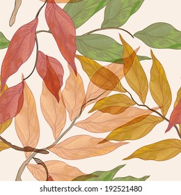 seamless vector background with watercolor leaves