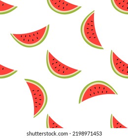 Seamless vector background with watermelons. Bright berry pattern. Pattern for fabric, postcards, wallpaper