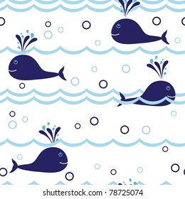 Seamless vector background with whales