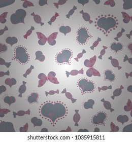 Seamless vector background with white, blue and neutral hearts. Love, wedding, Valentines day design.
