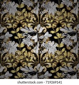 Seamless vector background with white doodles. Wallpaper baroque, damask. Graphic modern pattern. Seamless pattern floral pattern.