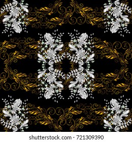 Seamless vector background with white doodles. Seamless pattern floral pattern. Wallpaper baroque, damask. Graphic modern pattern.