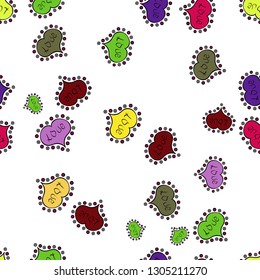 Seamless vector background with white, green and black hearts. Love, wedding, Valentines day design.