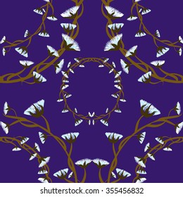 Seamless vector background. Wreaths of flowers. Element of ornament - circle.