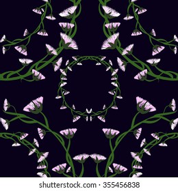Seamless vector background. Wreaths of flowers. Element of ornament - circle.