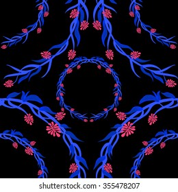 Seamless vector background. Wreaths of flowers. Element of ornament - circle.