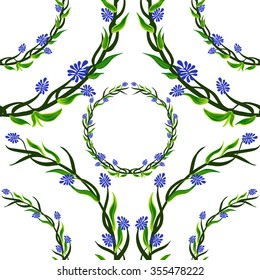 Seamless vector background. Wreaths of flowers. Element of ornament - circle.