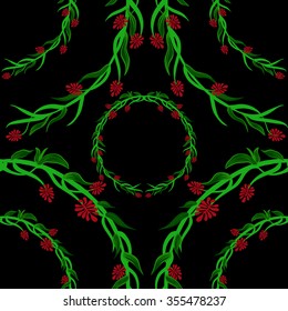 Seamless vector background. Wreaths of flowers. Element of ornament - circle.