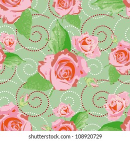 Seamless vector background/pattern/wallpapers with pink rose flowers